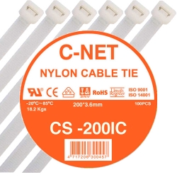 เคเบิ้ลไทร์ 8” (3.6 x 200 มม.) สีขาว (C-NET Cable Tie) 